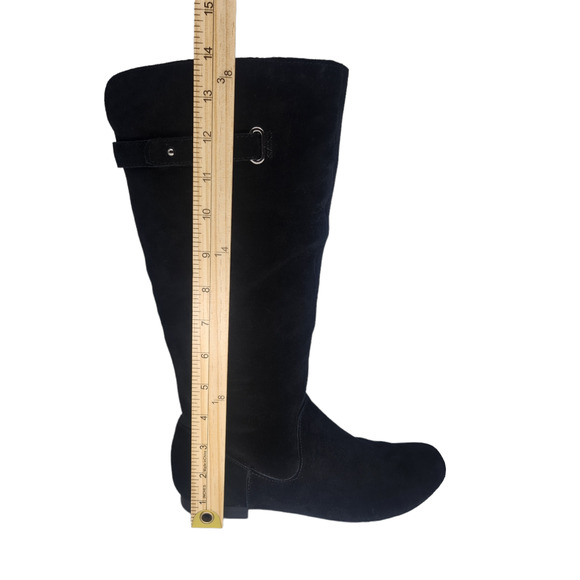 Style & Co Shoes Womens 6 Black Suede Leather Full Zipper Low Heel Tall Riding - Picture 8 of 12